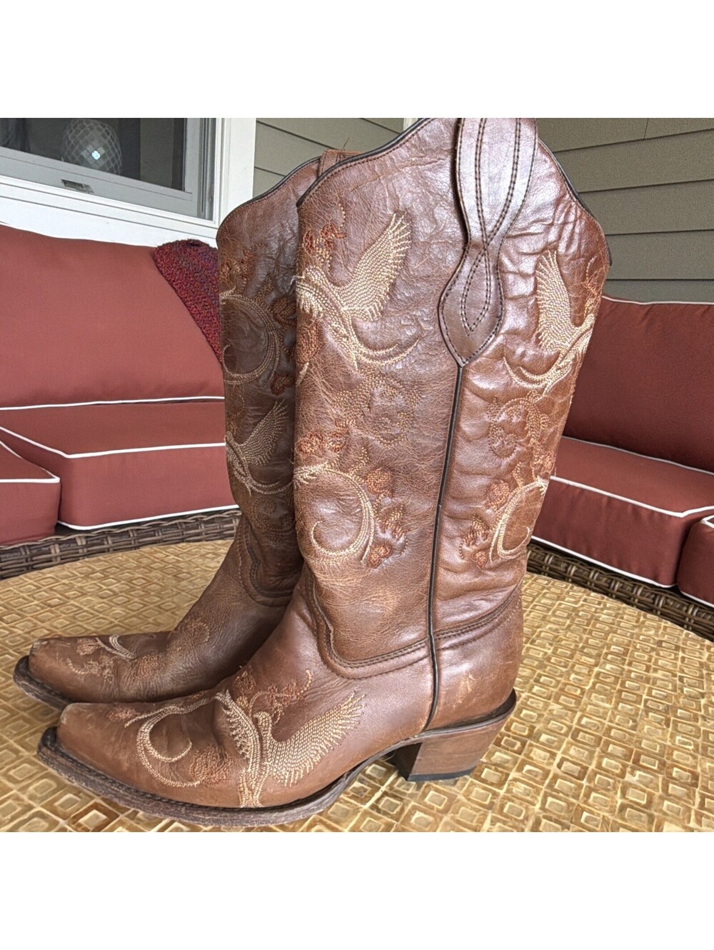 Circle G by Corral Women’s Brown Leather Embroidered Cowboy Boots Size 8